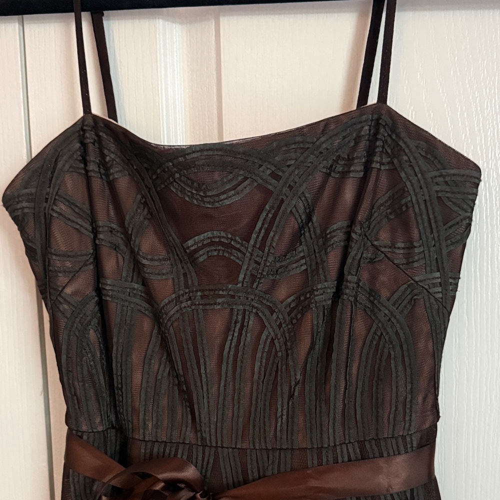 BCBGMaxAzria Black Midi Dress with Lace Overlay - Picture 3 of 5